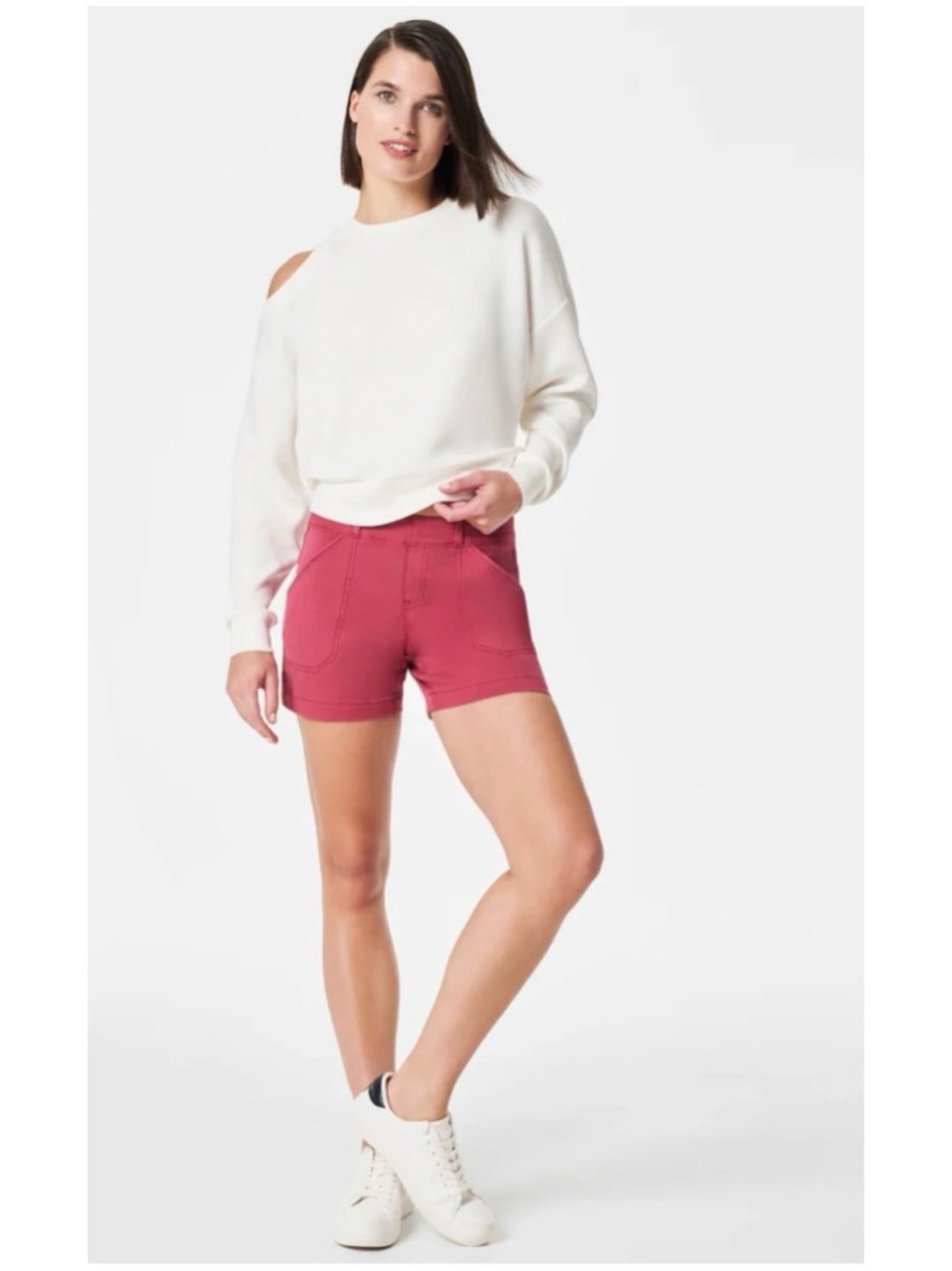 Spanx Women’s Sz M Stretch Twill Shorts Pull On Supersmooth Mid Rise